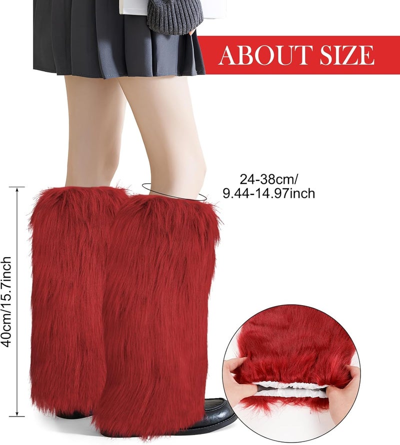 XEPST Faux Fur Fuzzy Leg Warmers Furry Boot Covers for Women, Warm Fuzzy Boot Cuff Boot Sleeves Leg Warmers for Party Costume - Image 2